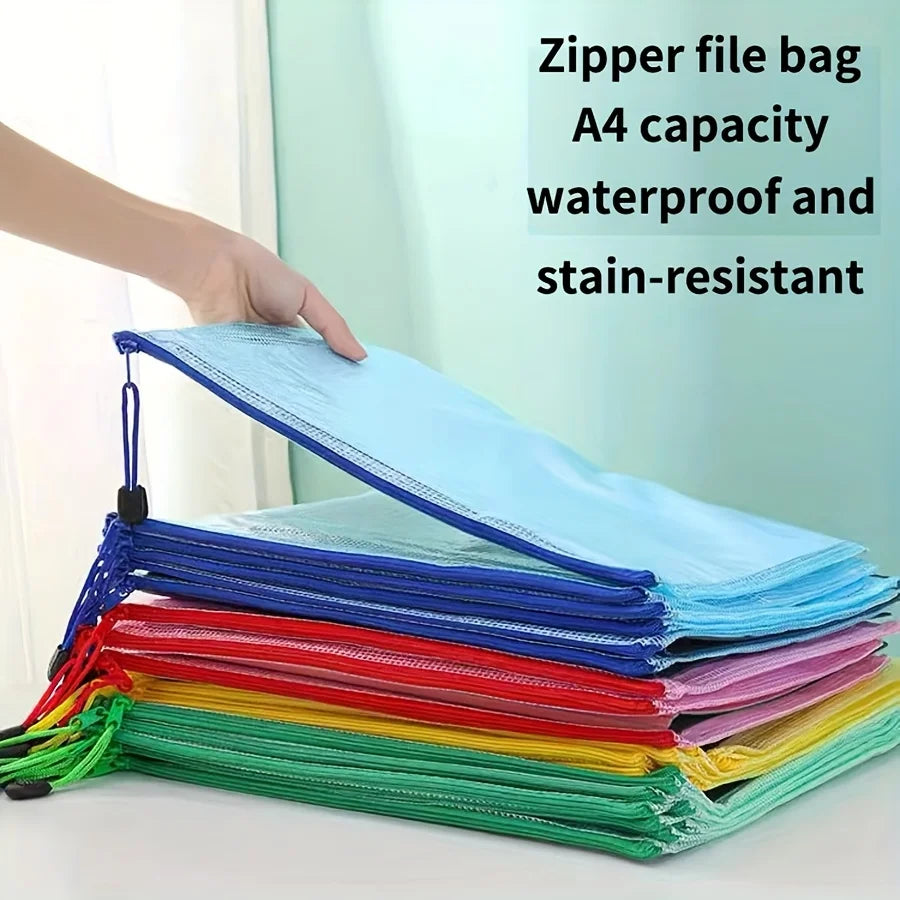 20pcs A4 Zippered File Folders - Durable Mesh Document Organizers with Secure Zippers, Storage Pouches for Office Organization